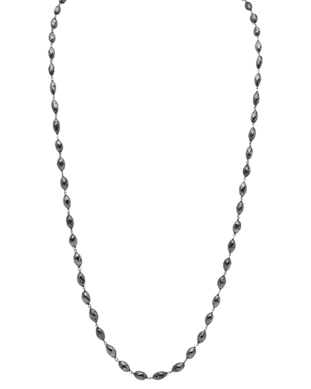 Black Diamond Oval Wire Wrap Necklace