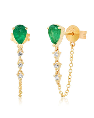 Samira 13 Emerald Drop Chain Earrings