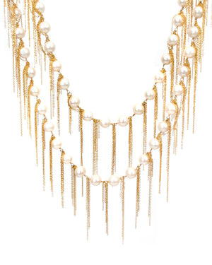 Fringe White Pearl Necklace