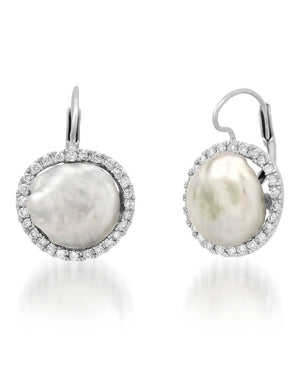 Samira 13 Pearl Halo Diamond Earrings