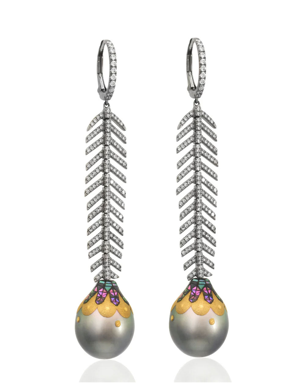 Samira 13 Spine Pearl Drop Earrings