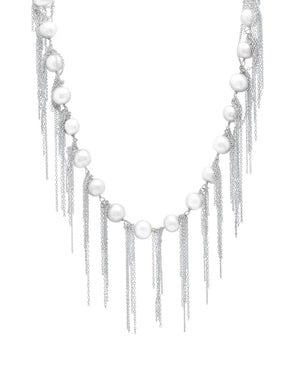 Samira 13 White Pearl Fringe Necklace