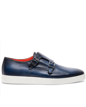 Bankable Leather Monk Strap Loafer in Blue