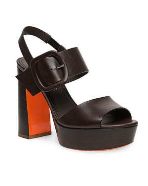 Bruxel 105mm Leather Platform Sandal in Chocolate Brown