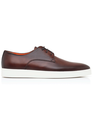 Burnished Leather Dilate Laceup Sneaker in Dark Brown