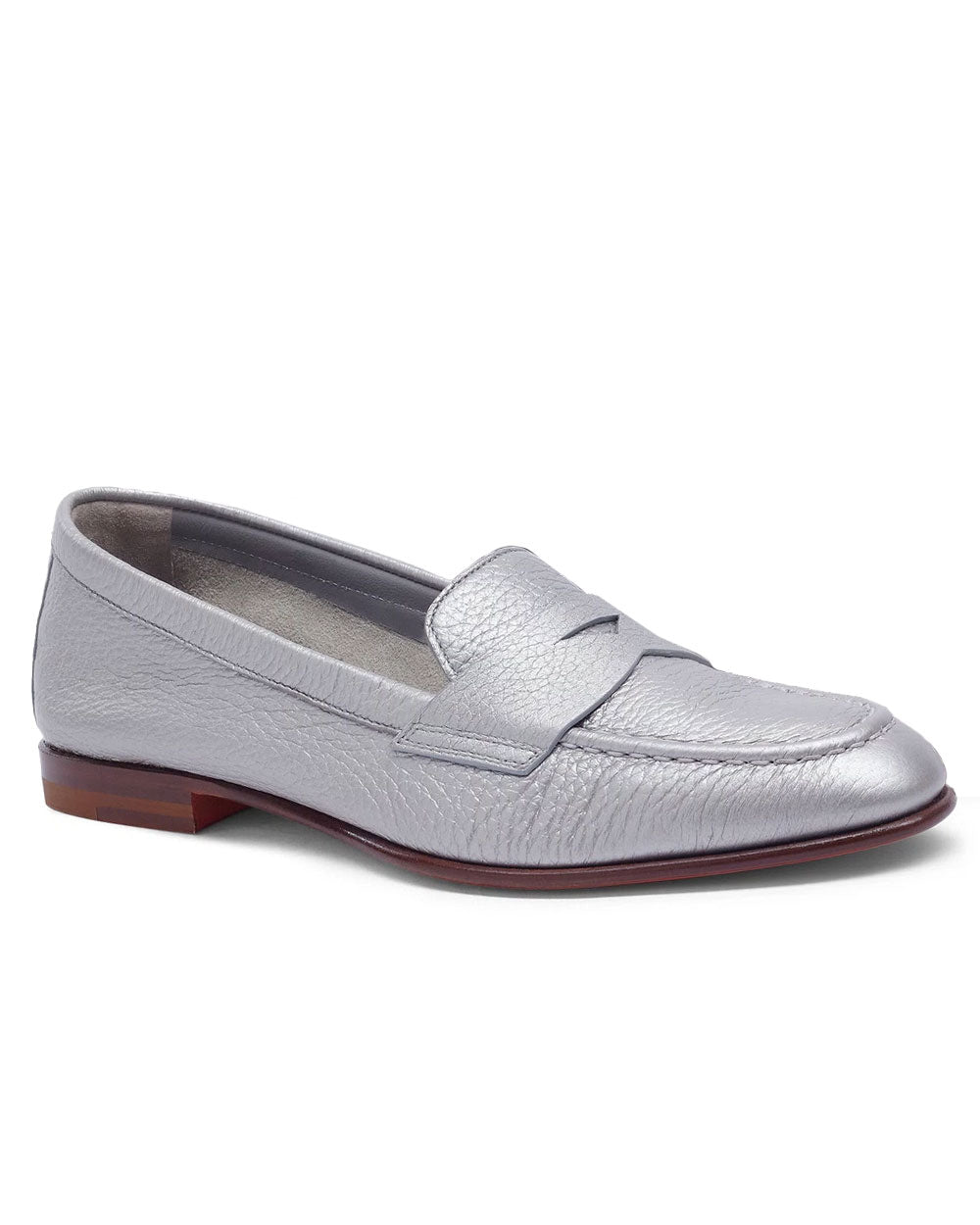 Famed Leather Penny Loafer in Silver
