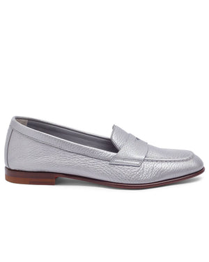 Famed Leather Penny Loafer in Silver