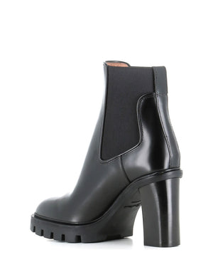 Ferry Platform Leather 75mm Bootie in Black