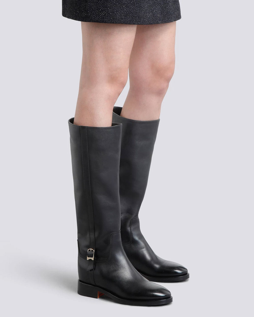 Hermibo Flat Tall Boot in Black