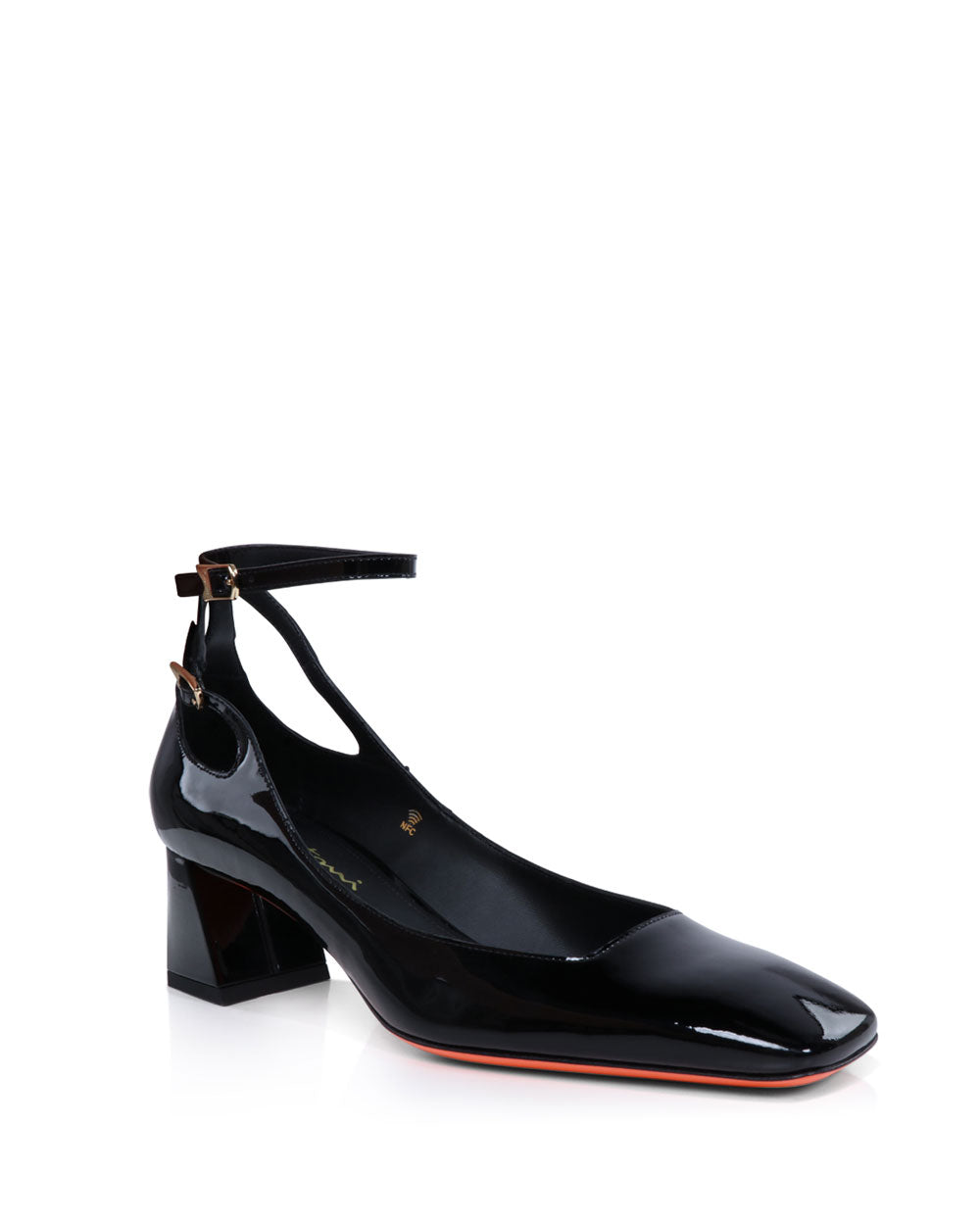 Marta Patent Ankle-Strap Pump in Black