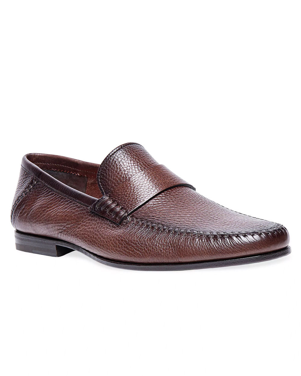 Paine Tumbled Leather Loafer in Dark Brown