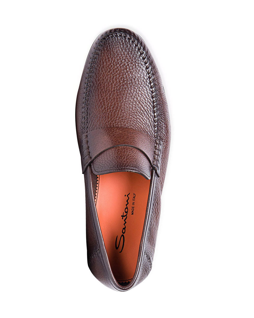 Paine Tumbled Leather Loafer in Dark Brown