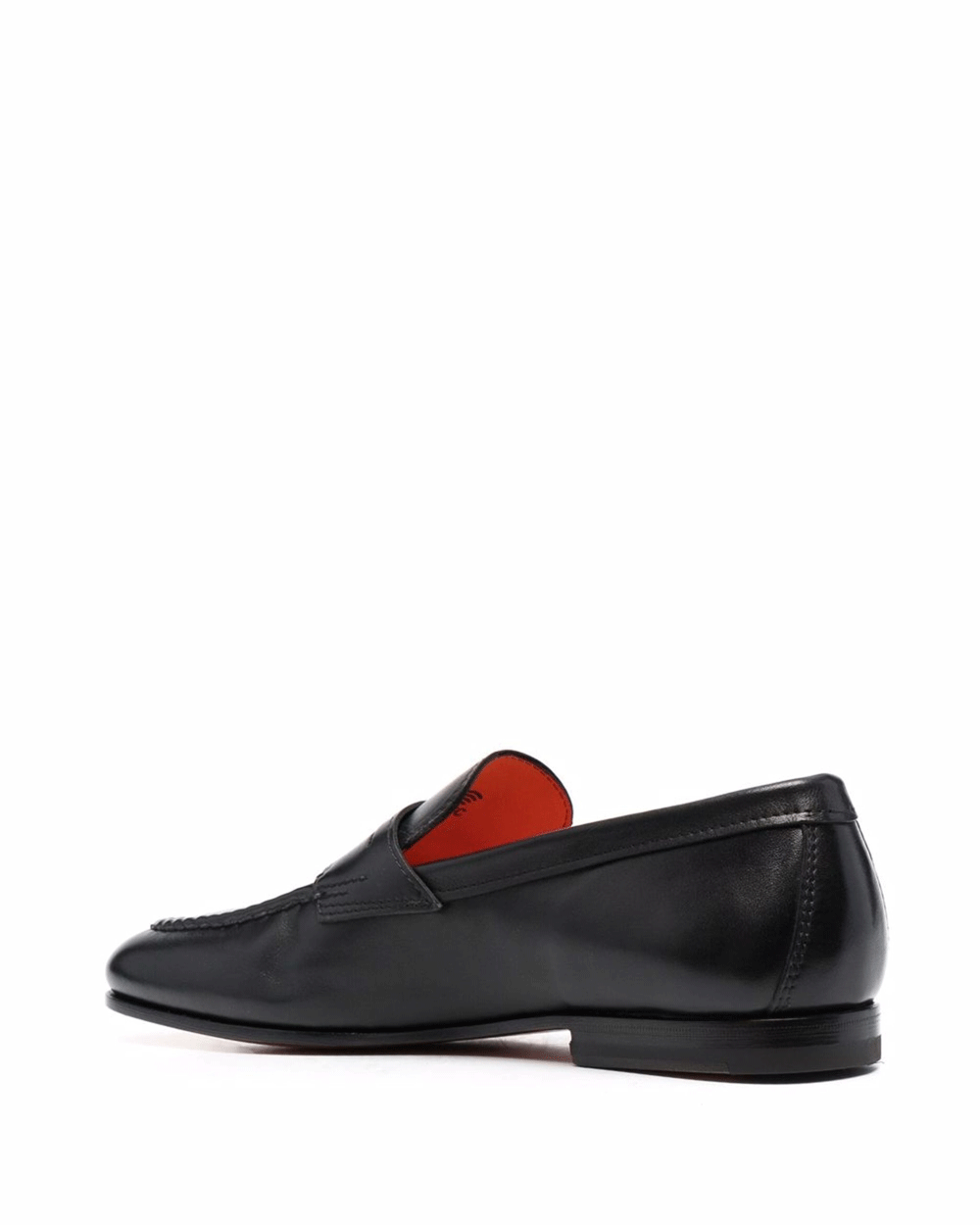 Polished Leather Penny Loafer in Black