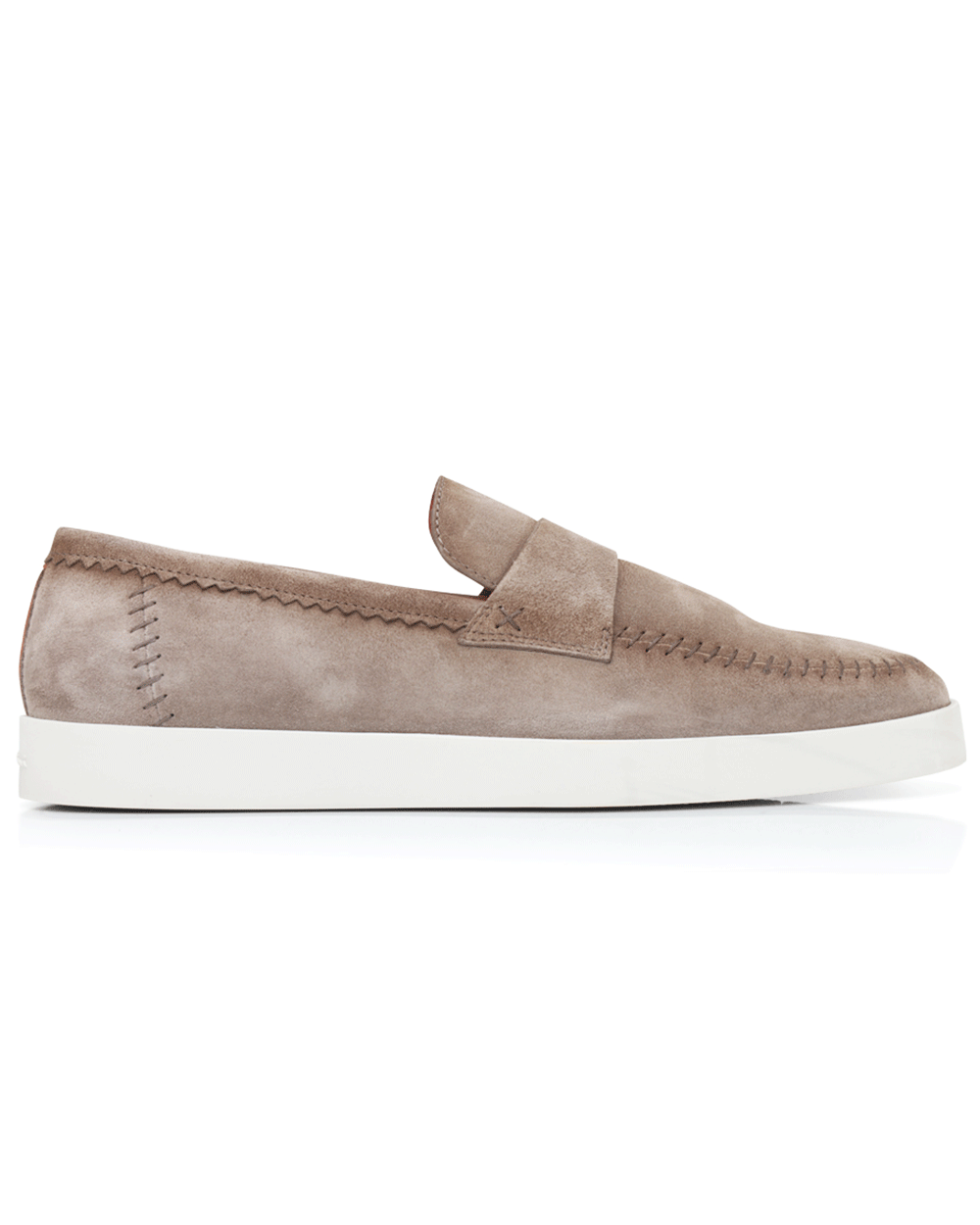 Suede Stitched Dowdy Loafer in Taupe