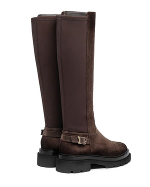 Tall Erin Flat Boot in Dark Brown