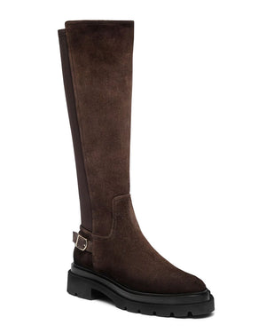 Tall Erin Flat Boot in Dark Brown