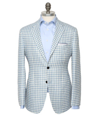 Powder Blue and White Check Sportcoat