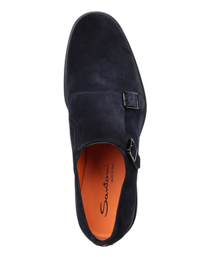 Easy Suede Monkstrap in Blue