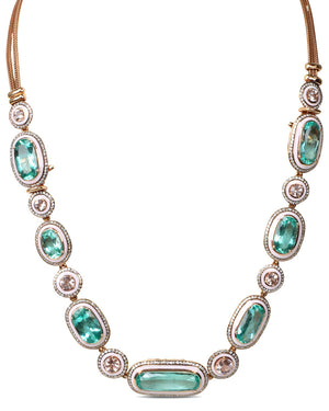 Green Beryl and Morganite Necklace