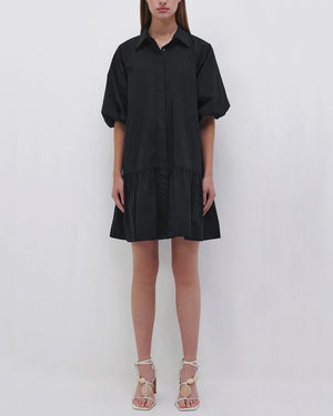 Black Crissy Cotton Poplin Shirt Dress