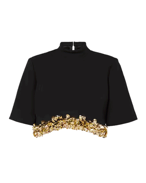 Black Jalen Short Sleeve Cropped Top