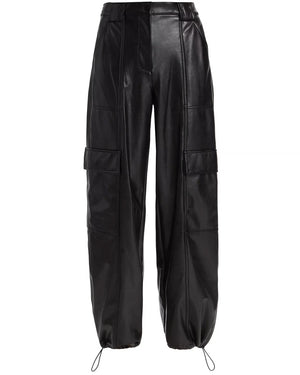 Black Luxe Vegan Leather Cargo Pant
