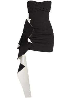 Black Multi Adina Cascade Bustier Mini Dress