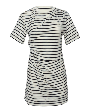 Midnight Stripe Zeus Draped T Shirt Dress