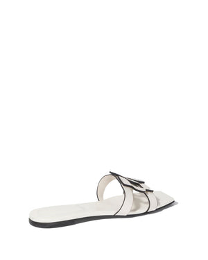 Monogram Leather Flat Slide in Ivory