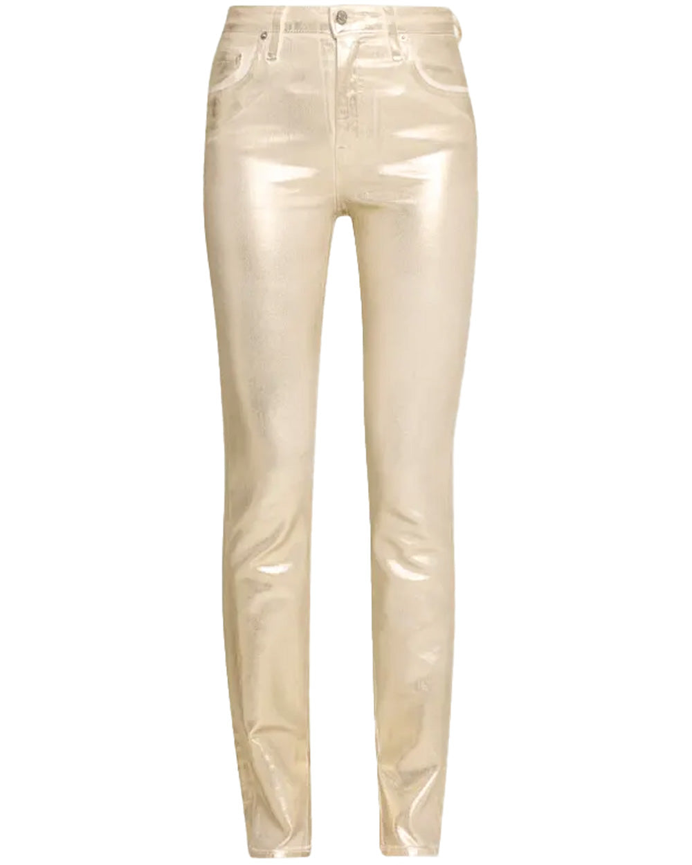 Rae High Rise Ankle Skinny Jean in Gold Foil