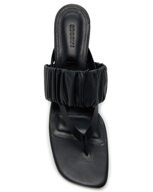 Tamar Ruched Elastic Sandal in Black