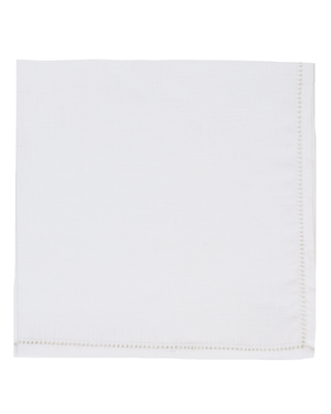 White Hemstitch Linen Pocket Square