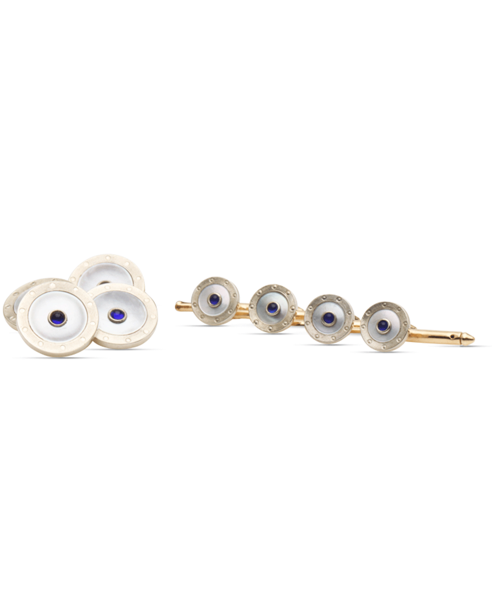 Flat Round Mother of Pearl Sapphire Antique Formal Set