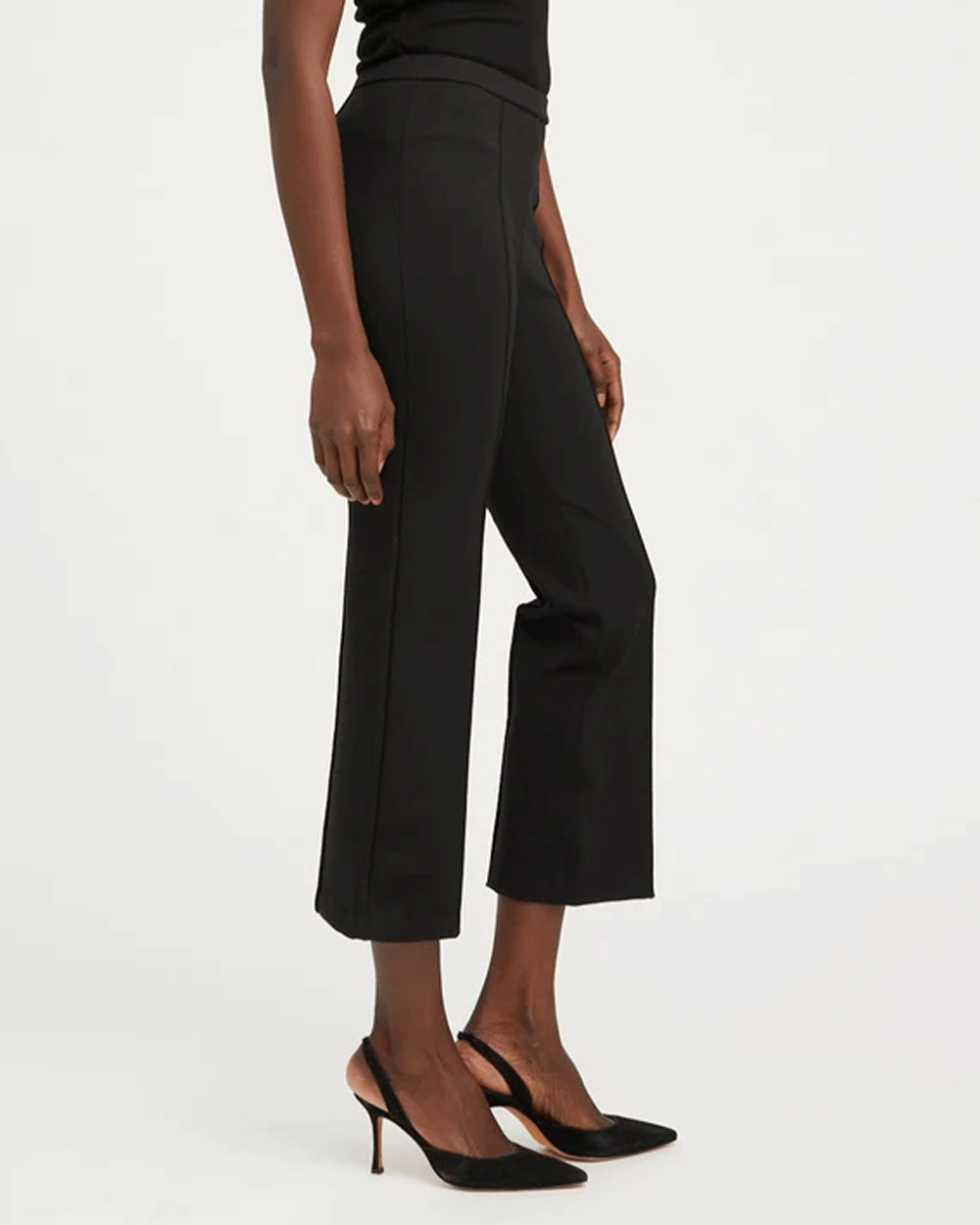 Ankle Flare Pintuck Pant in Black