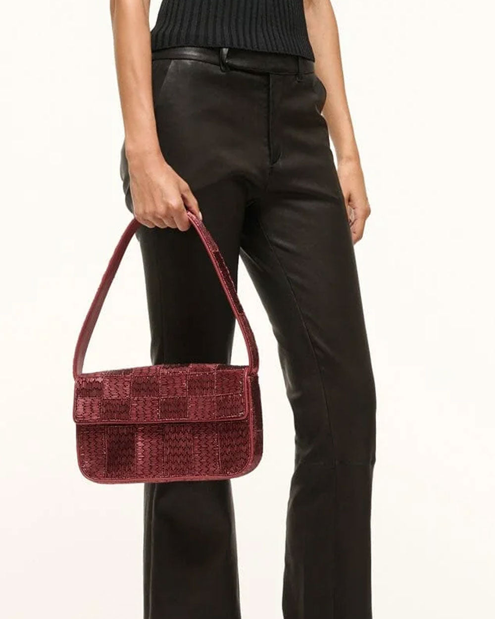 Tommy Beaded Shoulder Bag in Pinot