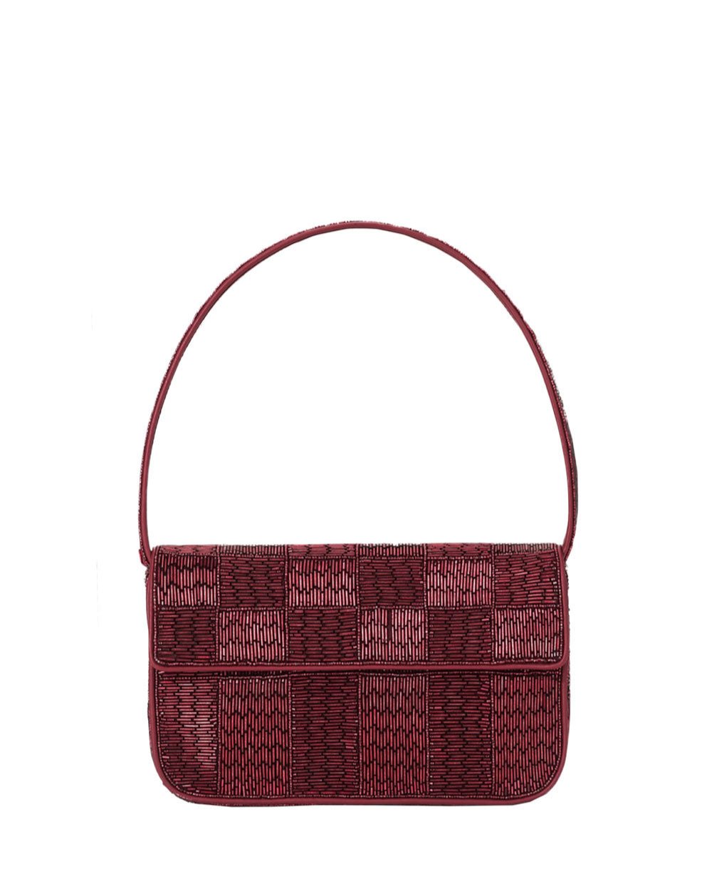 Tommy Beaded Shoulder Bag in Pinot