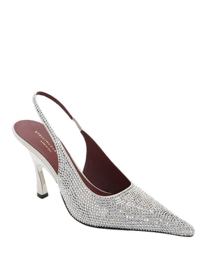 Elsa Crystal-Embellished Slingback Heel in Silver