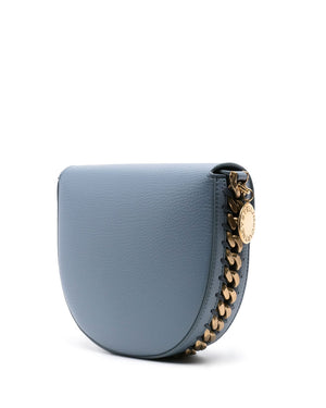 Frayme Chain-Trim Shoulder Bag in Blue Grey