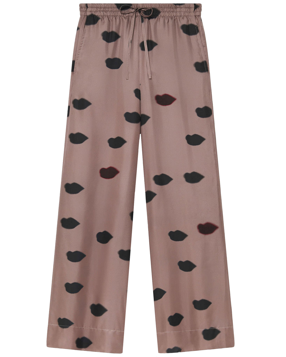 Light Taupe Embellished Lips Pajama Trouser