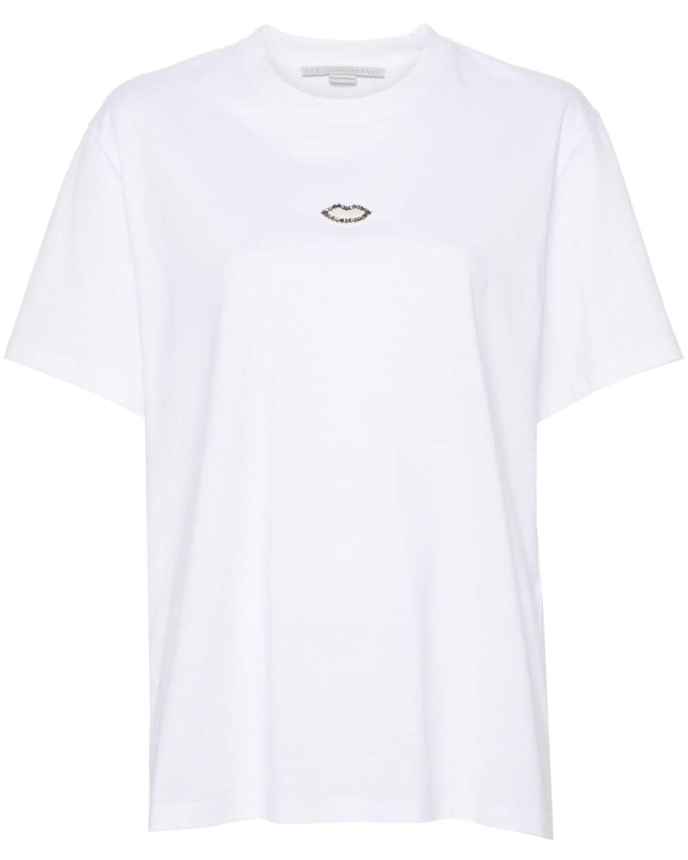 Pure White Embellished Lips T-Shirt