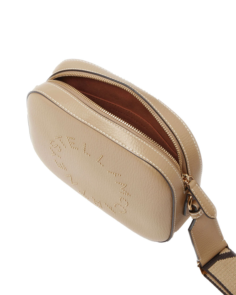 Small Embossed Camera Bag in Caramel