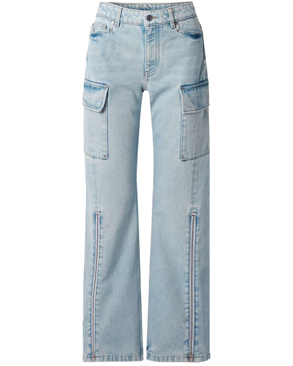 Zip Cargo Jean in Vintage Blue