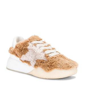 Loop Shaggy Lace-Up Trainers in Beige