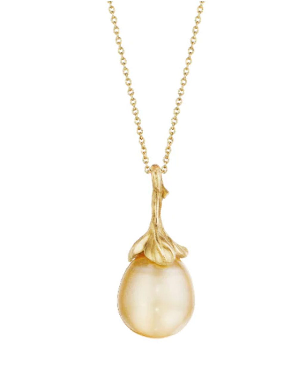 South Sea Pearl and Leaf Pendant Necklace