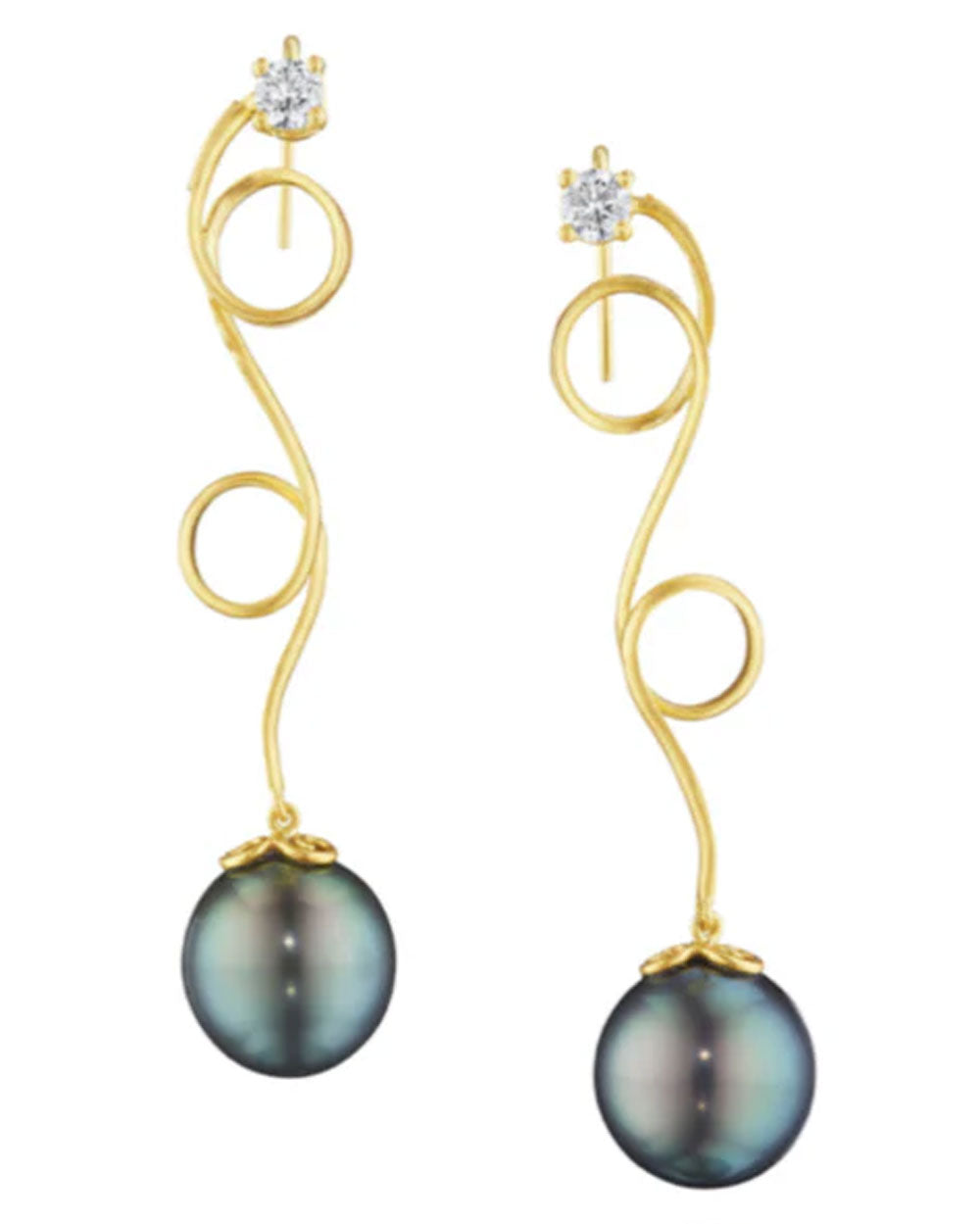 Twists and Turns Tahitian Pearl Earrings