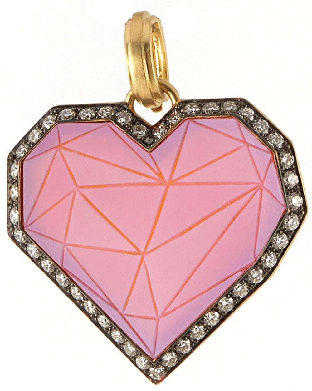 Agate Diamond Carved Heart Pendant