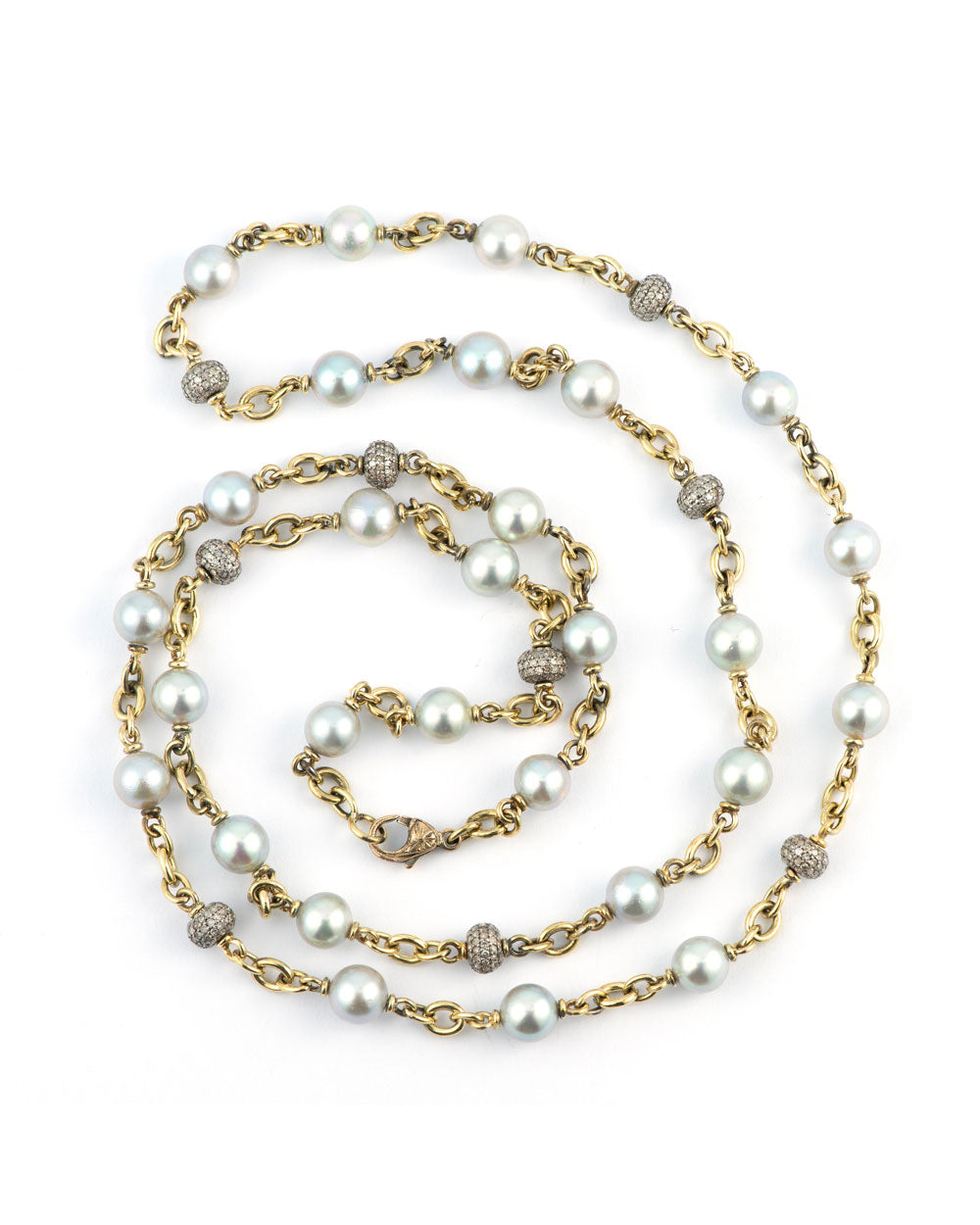 Akoya Pearl and Diamond Beaded Necklace