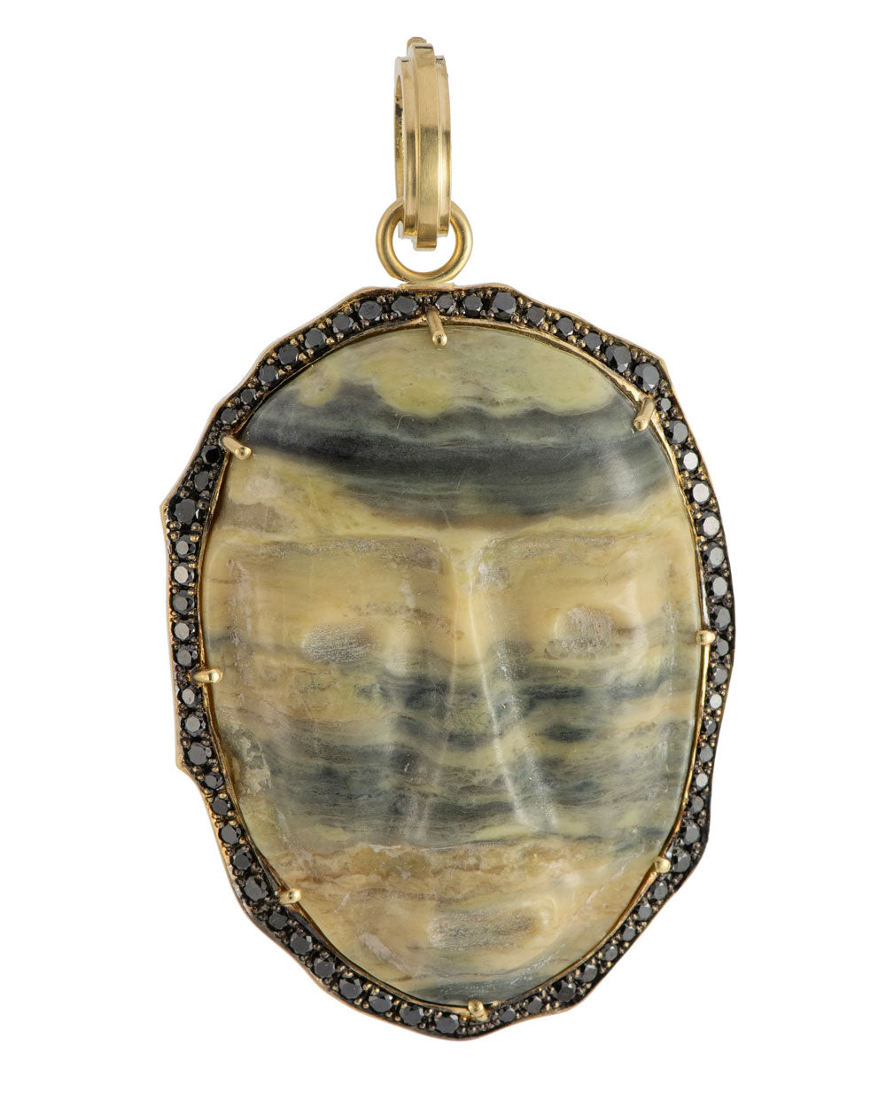 Chrysocolla Tribal Mask Carved Pendant