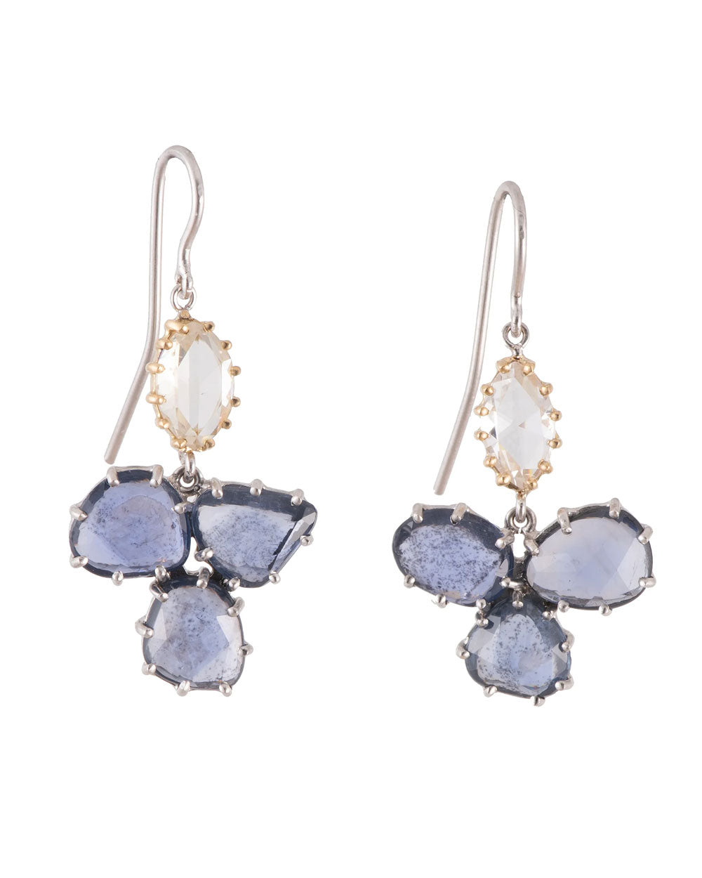 Diamond and Sapphire Flower Earrings