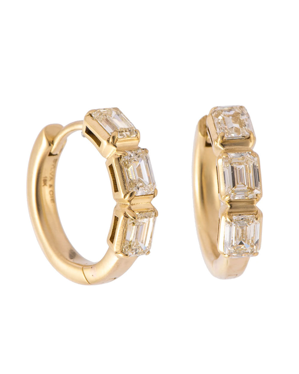 Emerald Cut Diamond Hoop Earrings